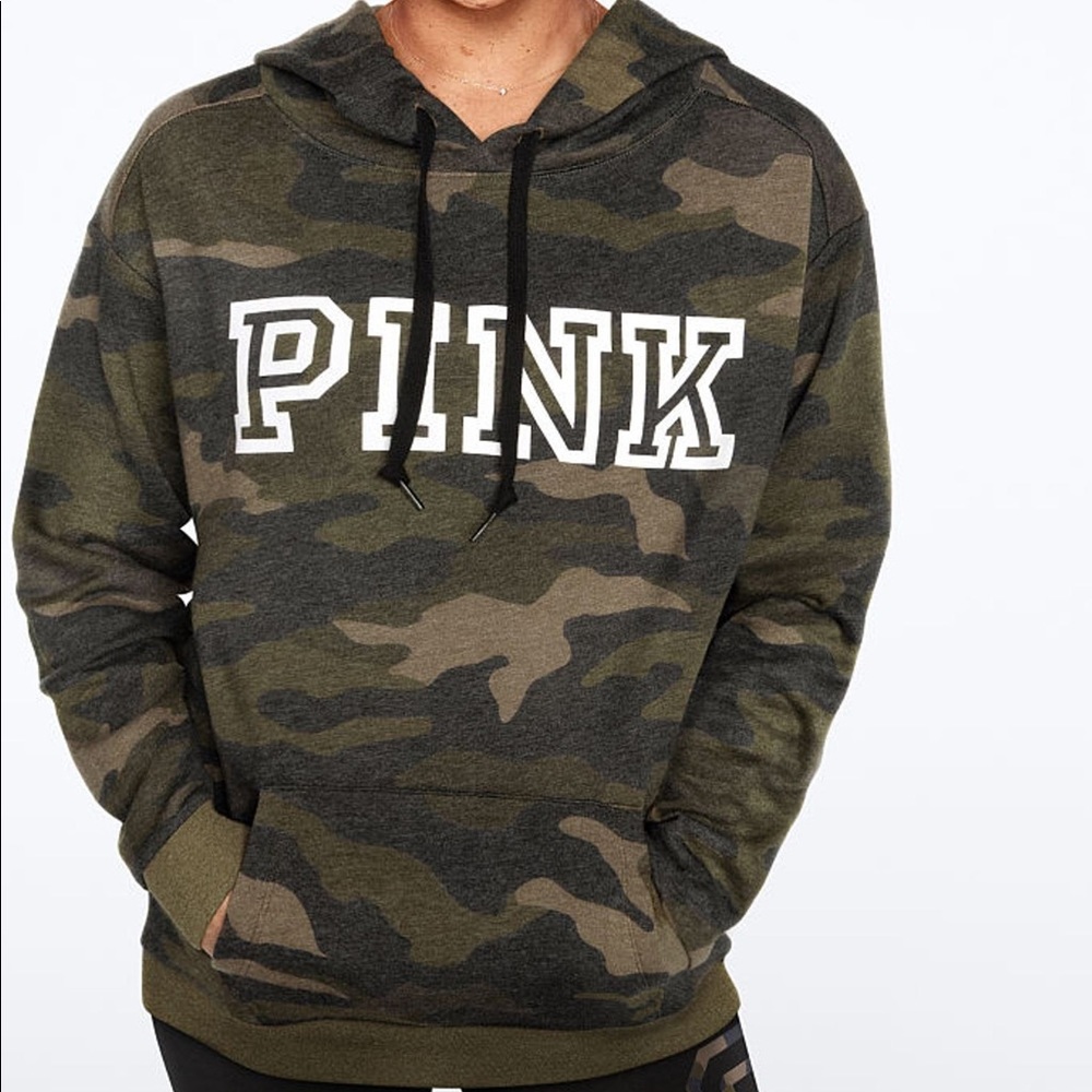 PINK Victoria's Secret Campus Camo Pullover Sweatshirt Hoodie XL